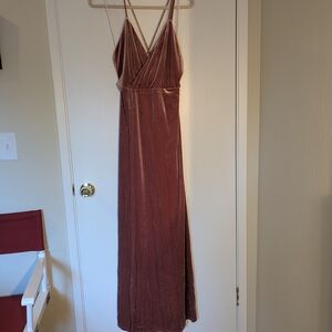 Lulu's Pink and Orange Maxi Gown Spaghetti Strap